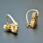 14k Solid Gold Diamond Leaf Ear Wire Bridal Earrings Graduation Jewelry Gift.