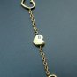 14k Solid Gold Bracelet Heart Charm Bracelet Diamond Flexible Chain Bracelet.