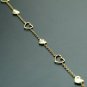 14k Solid Gold Bracelet Heart Charm Bracelet Diamond Flexible Chain Bracelet.