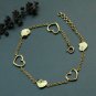 14k Solid Gold Bracelet Heart Charm Bracelet Diamond Flexible Chain Bracelet.