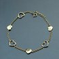 14k Solid Gold Bracelet Heart Charm Bracelet Diamond Flexible Chain Bracelet.