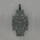 Cross Pendant With Clovers 925 Silver Pave Diamond Pendant For Christmas Luck. Cross Pendant With Clovers 925 Silver Pave Diamond Pendant For Christmas Luck.