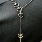 Hearts And Arrow Lariat Necklace 925 Silver Diamond Necklace Valentines Gifts. Hearts And Arrow Lariat Necklace 925 Silver Diamond Necklace Valentines Gifts.