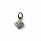 Pave Diamond Cushion Charm Pendant 925 Sterling Silver Additional Finding Supply