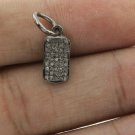 Pave Diamond Rectangle Charm Pendant 925 Sterling Silver Minimal Jewelry Finding Pave Diamond Rectangle Charm Pendant 925 Sterling Silver Minimal Jewelry Finding