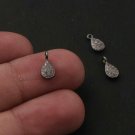 Pave Diamond Minimalist Pear Charm Pendant 925 Silver Diamond Charm Findings.