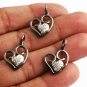 Minimalist Pave Diamond Heart Charm Pendant 925 Silver Diamond Charm Findings.