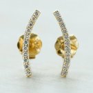 Climber Diamond Earring Studs 14k Solid Gold Curved Bar Diamond Earrings Gift. Climber Diamond Earring Studs 14k Solid Gold Curved Bar Diamond Earrings Gift.
