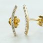 Climber Diamond Earring Studs 14k Solid Gold Curved Bar Diamond Earrings Gift.