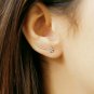 Climber Diamond Earring Studs 14k Solid Gold Curved Bar Diamond Earrings Gift.