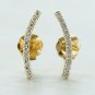 Climber Diamond Earring Studs 14k Solid Gold Curved Bar Diamond Earrings Gift.