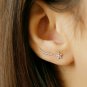 Climber Diamond Earring Studs 14k Solid Gold Curved Bar Diamond Earrings Gift.