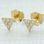 Trillion Shape Diamond Earring In 14k Solid Gold Triangle Studs Wedding Jewelry.