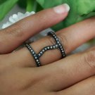 Diamond Double Band Ring 925 Silver Wedding Anniversary Gift Designer Ring Gift.