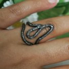Pave Diamond Wave Ring 925 Silver Diamond Unique Handmade Ring Birthday Gift. Pave Diamond Wave Ring 925 Silver Diamond Unique Handmade Ring Birthday Gift.