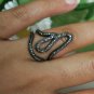 Pave Diamond Wave Ring 925 Silver Diamond Unique Handmade Ring Birthday Gift.
