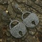 Pave Diamond Lock Earring 925 Silver Diamond Drop Earring Anniversary Gift.