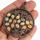 Ethiopian Opal Round Pendant 925 Silver Diamond Star Charm Pendant Birthday Gift Ethiopian Opal Round Pendant 925 Silver Diamond Star Charm Pendant Birthday Gift