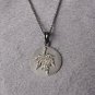 Natural Diamond Maple Leaf 925 Sterling Silver Circle Pendant Minimalist Pendant