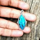 Azurite Pendant 925 Silver Azurite Cabochon Pendant Diamond Art Deco Jewelry.