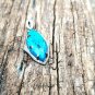 Azurite Pendant 925 Silver Azurite Cabochon Pendant Diamond Art Deco Jewelry.
