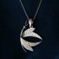 925 Sterling Silver Diamond Butterfly Necklace Natural Diamond Insect Necklace.