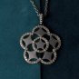 Natural Diamond Flower Pendant 925 Sterling Silver Floral Star Fashion Necklace.