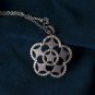 Natural Diamond Flower Pendant 925 Sterling Silver Floral Star Fashion Necklace.