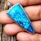 Azurite Pendant 925 Silver Azurite Cabochon Pendant Diamond Art Deco Pendant.