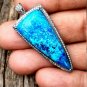 Azurite Pendant 925 Silver Azurite Cabochon Pendant Diamond Art Deco Pendant.