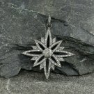 Pave Diamond Starburst Pendant Diamond Pendant 925 Silver For Christmas Gift.