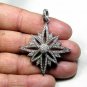 Pave Diamond Starburst Pendant Diamond Pendant 925 Silver For Christmas Gift.
