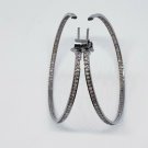 Pave Diamond Hoop Earrings 925 Silver Diamond Earring For Anniversary Gift.