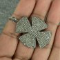 Pave Diamond Four Leaf Clover Pendant 925 Silver Diamond Good Luck Pendant.