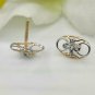14k Solid Gold Flower Stud Earring Natural Diamond Floral Gold Earring Jewelry.