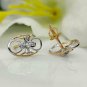 14k Solid Gold Flower Stud Earring Natural Diamond Floral Gold Earring Jewelry.