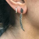 Pave Diamond Stick Drop Earring 14k Gold&925 Silver Diamond Handmade Earring.
