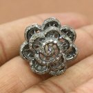 Pave Diamond Rose Ring 925 Silver Diamond Floral Ring Wedding Anniversary Gift. Pave Diamond Rose Ring 925 Silver Diamond Floral Ring Wedding Anniversary Gift.