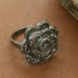 Pave Diamond Rose Ring 925 Silver Diamond Floral Ring Wedding Anniversary Gift.