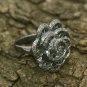 Pave Diamond Rose Ring 925 Silver Diamond Floral Ring Wedding Anniversary Gift.