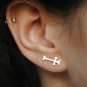 Gold Climber Stud 14k Gold Cross Ear Cartilage Piercing Stud Birthday Gift Charm