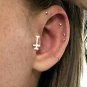 Gold Climber Stud 14k Gold Cross Ear Cartilage Piercing Stud Birthday Gift Charm