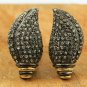 Pave Diamond Leaf Stud Earring 925 Silver Diamond Birthday Gift Earring Charm.