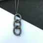 Pave Diamond Link Chain Pendant 925 Silver Diamond Chain Charm Pendant.