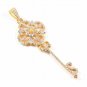 Natural Diamond Key Pendant 925 Sterling Silver Opal Key Necklace Birthday Gift.