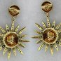 Sun Earring Pave Diamond Earrings 925 Silver Diamond Handmade Birthday Earring.