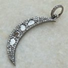 Pave Diamond Crescent Moon Shape Pendant 925 Silver Handmade Diamond Gift. Pave Diamond Crescent Moon Shape Pendant 925 Silver Handmade Diamond Gift.