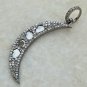 Pave Diamond Crescent Moon Shape Pendant 925 Silver Handmade Diamond Gift.