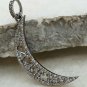 Pave Diamond Crescent Moon Shape Pendant 925 Silver Handmade Diamond Gift.
