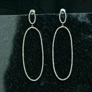 Diamond Oval Shaped Dangle Earring 925 Silver Women Fashion Jewelry Ear Stud. Diamond Oval Shaped Dangle Earring 925 Silver Women Fashion Jewelry Ear Stud.
